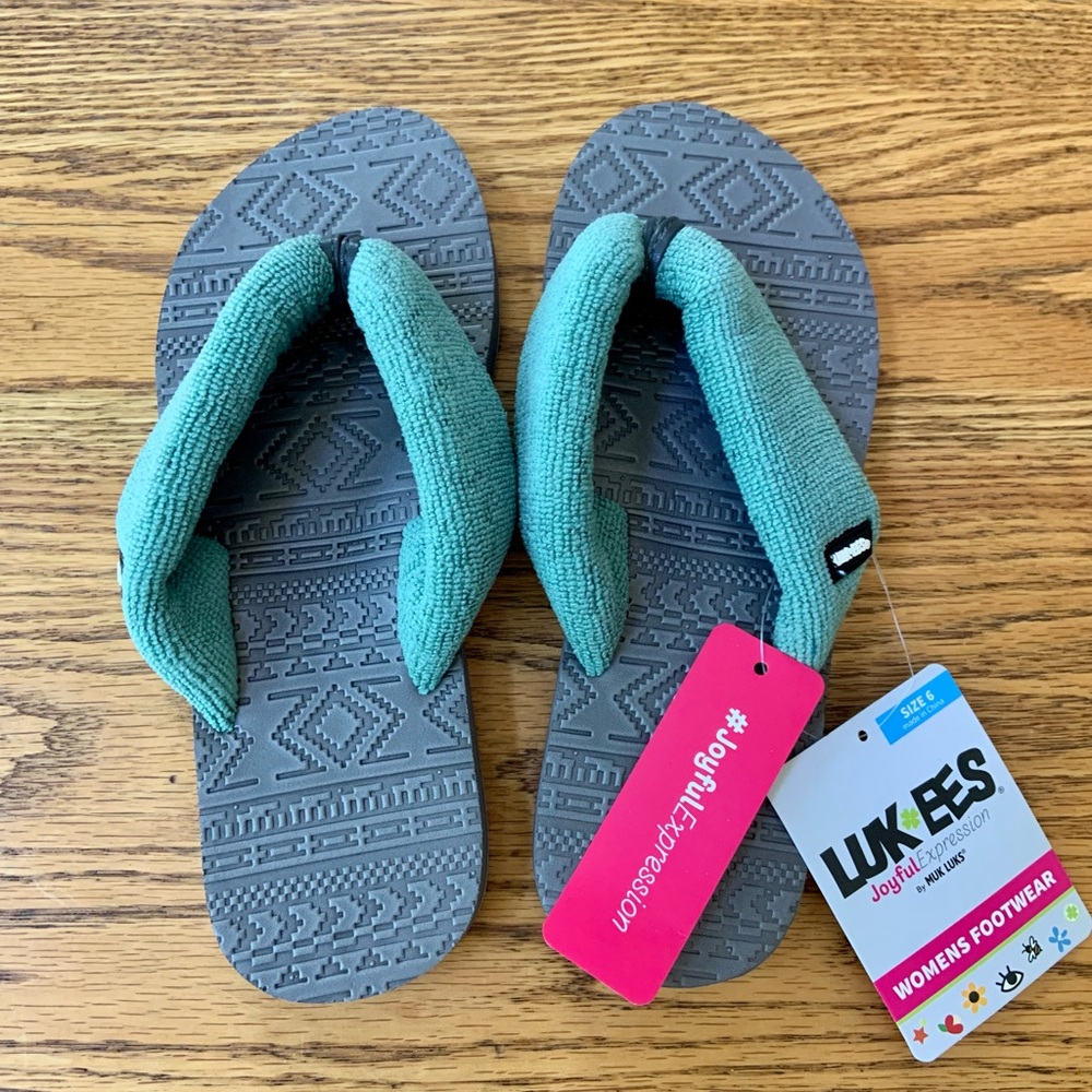 Luxees Women's Gray and Mint Flip Flops